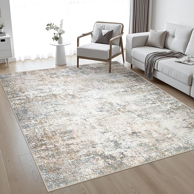 10x12 Area Rug Living Room Rug: Washable Modern Abstract Soft Thin Rug Indoor - Image 2