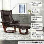 Benchmaster Morgan Java Swivel Faux Leather Recliner Chair - Image 3