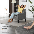 VINGLI Accent Chairs Set of 2 for Living Room, Light Grey Mid Century Modern - Image 5