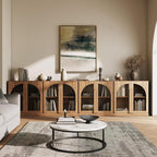 BELLEZE 2 Tier Bookshelf with Arched Glass Door by BELLEZE