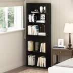Furinno Jaya Book Shelf, 5-Tier Bookshelf, Tall Standing Bookcase by Furinno-FitsYourSpaceFitsYourBudget
