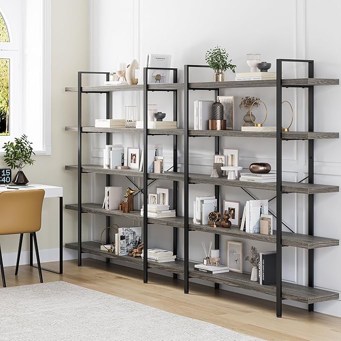 OtterOasis Bookshelf Set, Heavy Duty 5-Tier Industrial Bookcase, 120lbs Shelf - Image 8