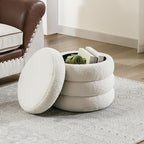 Flouki 19.5" Storage Ottoman Round, Vanity Stools - Image 6