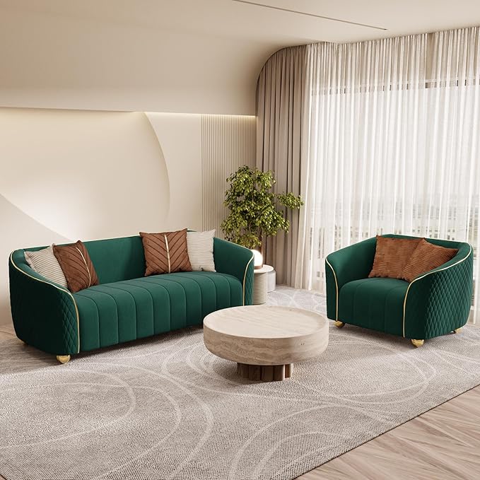 1-Piece Luxury Velvet Sofa Set for Living Room, Elegant Design Couch Set - Image 8