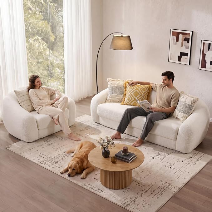 SICOTAS 49.9" Curved Convertible Sofa Couch Bed - Image 7