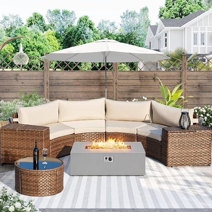 ECOTOUGE 8-Piece Half-Moon Curved Patio Furniture Set by ECOTOUGE
