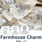 jinchan Ruffled Valance Curtain Linen Floral Kitchen Valance 18 Inch Shabby - Image 6
