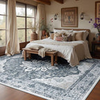 RELEANY Area Rugs 10'x12' Washable Non-Slip, Floral Vintage Distress Print - Image 2