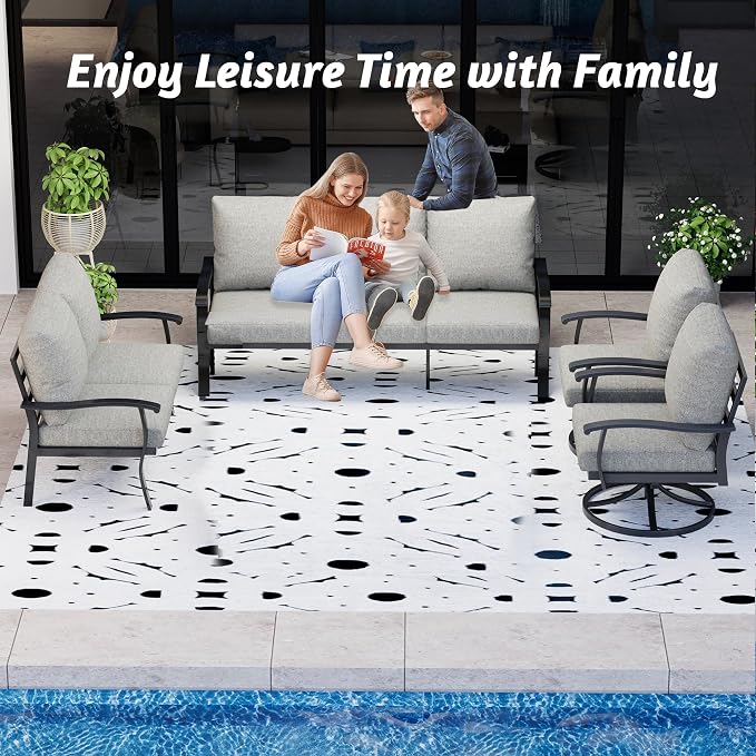 HOMREST Outdoor Furniture Thickened Cushion 360 Degree Swivel Rocking Patio - Image 7