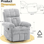 Korser Recliner Chair, Swivel Rocker Recliner Chair - Image 2