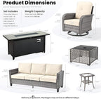 ovios 9 Pieces Patio Furniture Set, Outdoor Wicker Sofa Couch - Image 8