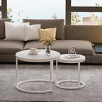 Garden 4 you Nesting Coffee Table, 23.6" Round Coffee Table Set of 2, Wooden - Image 3