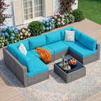 JAMFLY 7-Piece Outdoor Patio Furniture Set, Modular PE Rattan Sectional Sofa by JAMFLY