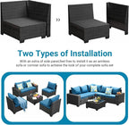 Jing's Villa 6-Piece Patio Furniture Set, All-Weather Outdoor Wicker Sectional - Image 8