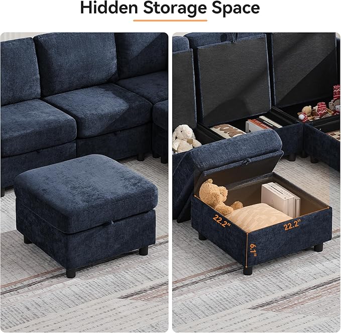 127'' Oversized U Shaped Modular Sofa, Sectional Couches - Image 7