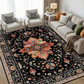 RELEANY Area Rugs 5'x7' Washable Non-Slip, Floral Vintage Distress Print by RELEANY