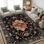 RELEANY Area Rugs 5'x7' Washable Non-Slip, Floral Vintage Distress Print by RELEANY