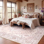 RELEANY Area Rugs 10'x14' Washable Non-Slip, Floral Vintage Distress Print - Image 2
