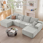 140" Sectional Cloud Couch for Living Room, Modular Floor Deep-Seat Sofa - Image 7