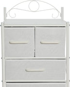 Household Essentials Scandinavian White Iron & Wood Tower Dresser - Image 6