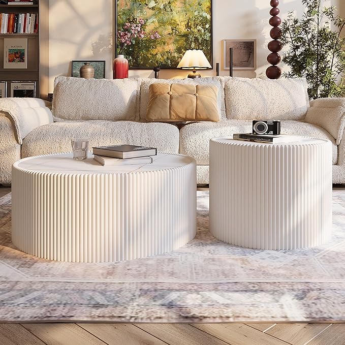 Round Marble End Table, 17.72" White Small Side Table - Image 7