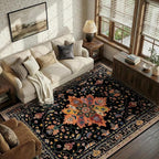 RELEANY Area Rugs 5'x8' Washable Non-Slip, Floral Vintage Distress Print - Image 2