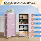 WLIVE Dresser with 4 Drawers, Storage Tower, Organizer Unit, Fabric Dresser - Image 4