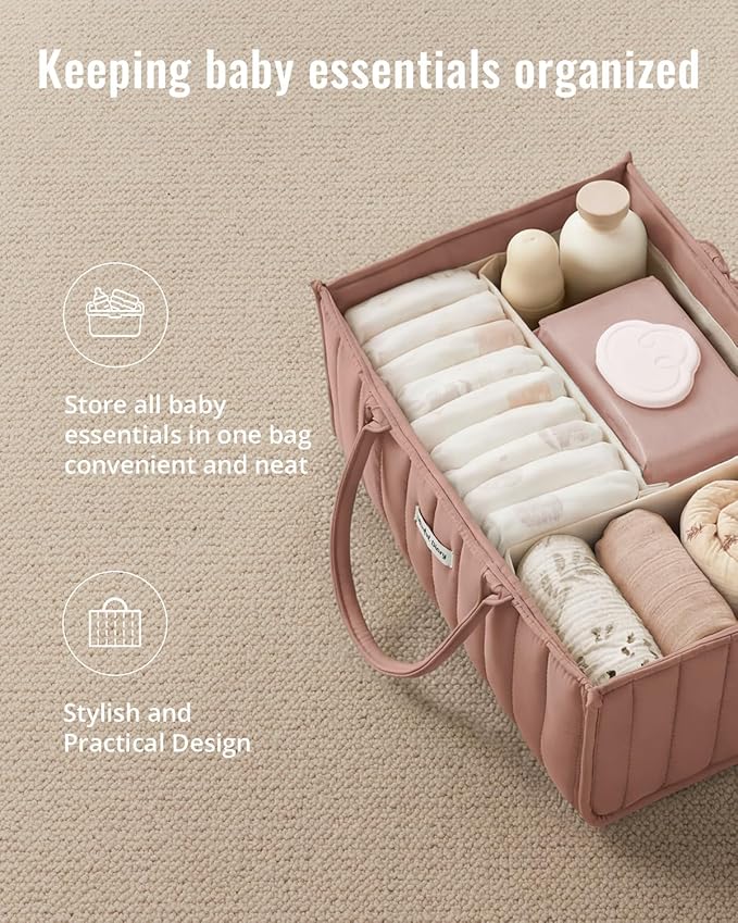 Blissful Diary Baby Diaper Caddy Organizer, Stylish Storage Basket - Image 5