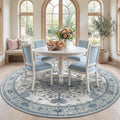 RELEANY Area Rugs Round 7ft Washable Non-Slip, Floral Vintage Distress Print by RELEANY