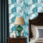 HOMETITUTE Teal Agate Marble Wallpaper Peel and Stick Blue Stone Pattern - Image 6