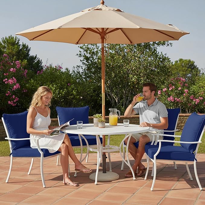 Summsun Outdoor Chair Cushions Set of 4, Waterproof Backrest and Deep Seat - Image 2