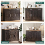 Shintenchi Modern Farmhouse Sideboard Buffet Cabinet, Barn Doors Buffet Cabinet - Image 7
