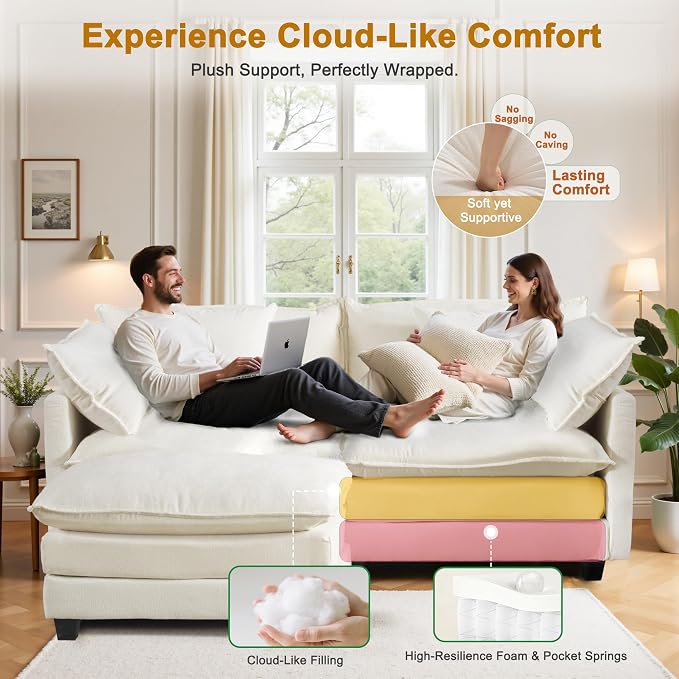 Cloud Chenille L-Shaped Sofa - Image 4