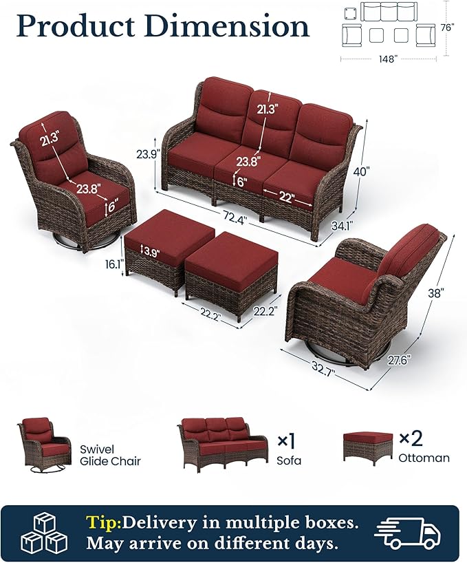 HILLGA Luxury High Back Patio Furniture Set - Image 2