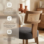 HNY Mid Century Modern Rattan Dining Chairs Set of 4, Farmhouse Linen - Image 4