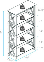 Montego 5-Shelf Bookcase-Walnut - Image 3
