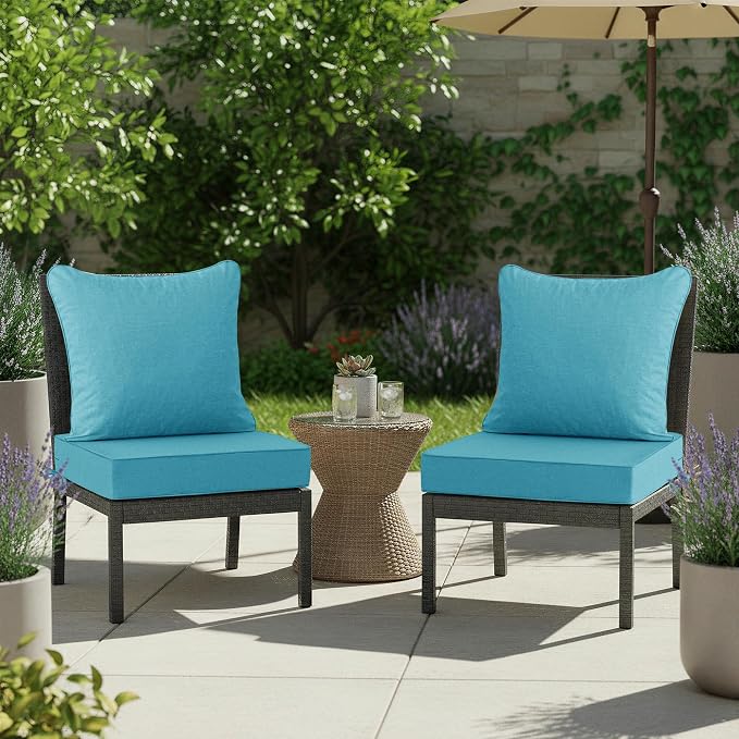 Summsun Faux Linen Outdoor Chair Cushions, Water Resistant Backrest and Seat - Image 9