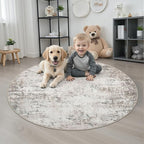 Round Area Rug for Living Room: 4 ft Washable Modern Abstract Soft Thin Rug - Image 2