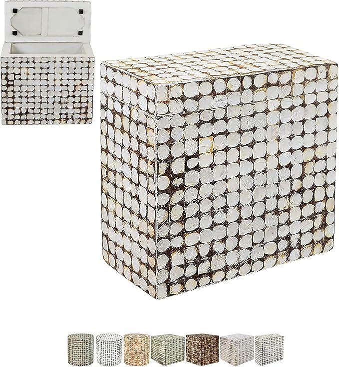 East at Main Rectangle Storage Side Table – Coconut Shell Mosaic Inlay - Image 5