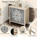Black Accent Furniture, 32 Inch Wide 2-Door Carved Geometric Sideboard Buffet - Image 4