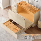 VINGLI Queen Murphy Bed with Storage Drawer, 2 Charging Station, Fluted Wooden - Image 5