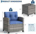 Garvee Outdoor Wicker Chairs, 3 Pieces Patio Furniture Set, All Weather High - Image 2