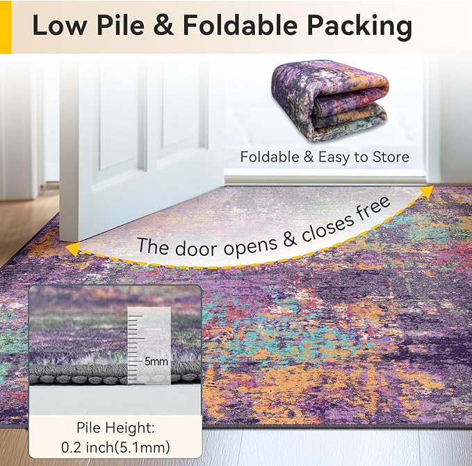RELEANY Washable Area Rugs 6ft Non-Slip Modern Abstract Soft - Image 6