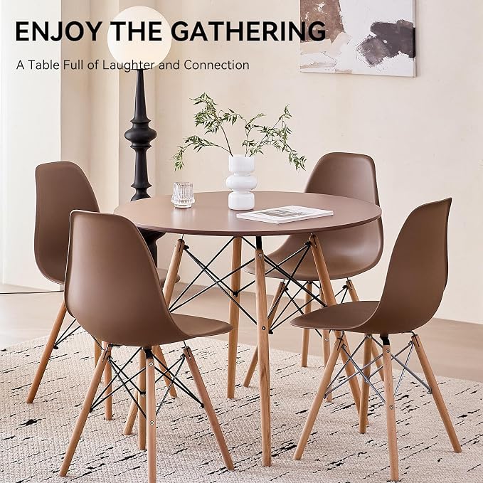5-Piece Round Dining Table Set, Small 35.5" Kitchen Table Chairs Set of 4 Space - Image 6