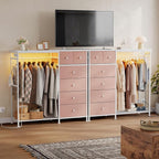 DUMOS Dresser for Bedroom with Hanging Rack, 6 Drawer Fabric Dresser with - Image 9