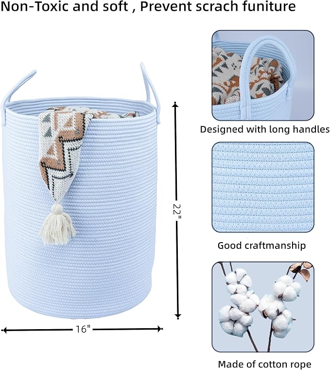 XUANGUO Cotton Rope Laundry Basket Hamper - Image 2