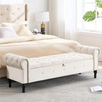 Storage Bench for Bedroom, Velvet 67" End of Bed Bench, King Size Bench by HOMYKA