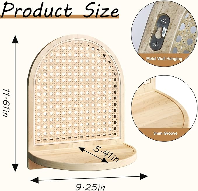 Arched Rattan Wall Shelf - Image 3