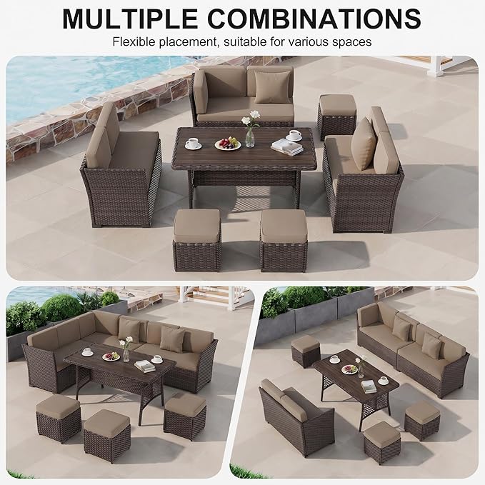 LOUVIXA 7 Pieces Patio Furniture Set, Outdoor Patio Furniture, Wicker - Image 3