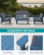 SERWALL HDPE Patio Furniture Set, 5 Piece All Weather Wood-Like Sectional - Image 4